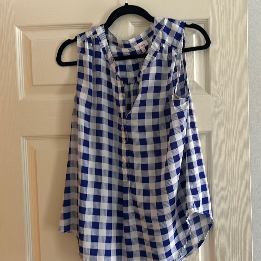 Pixley Blue and White Checkered Blouse